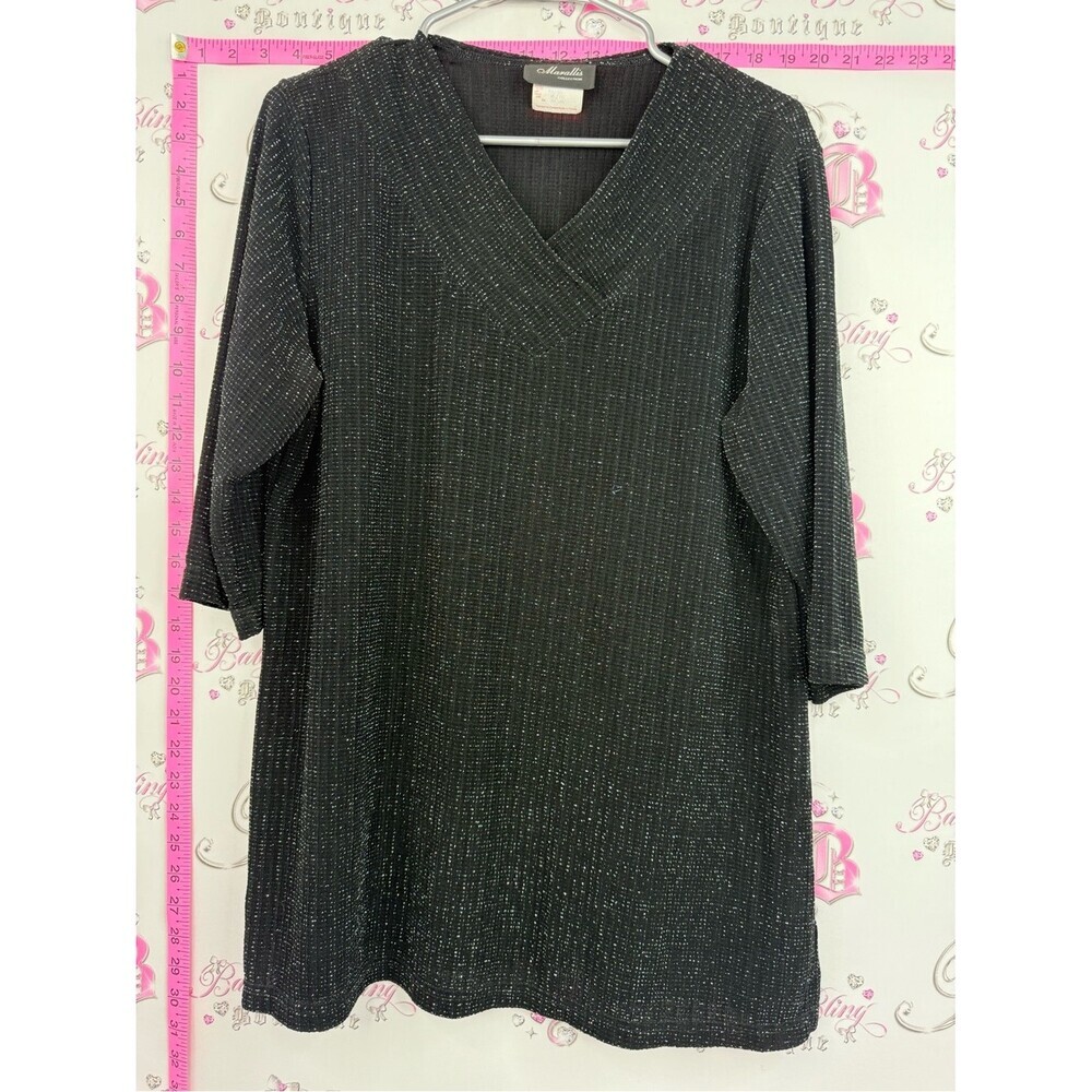 Marallis vintage top sparkly Collection Black Sparkle V-Neck Top